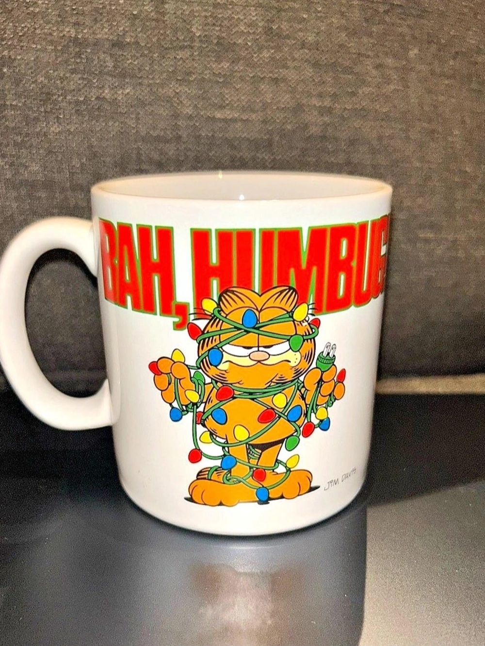 Vtg Garfield Bah, Humbug Mug Coffee Cup 1978 Jim Davis Christmas Lights Korea